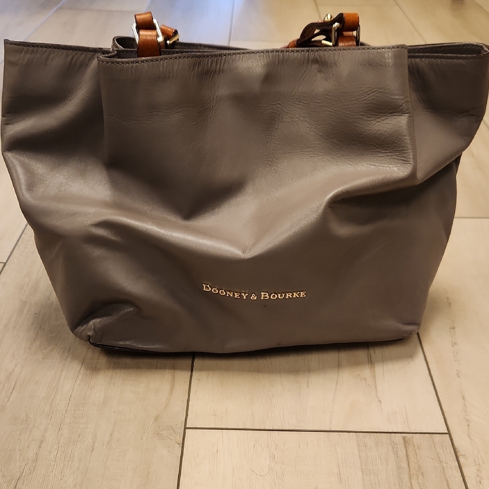 Dooney & Bourke Gray Leather Tote Bag